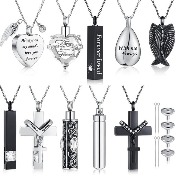 Urn Necklace Cremation Jewelry Stainless Steel Zircon For Men